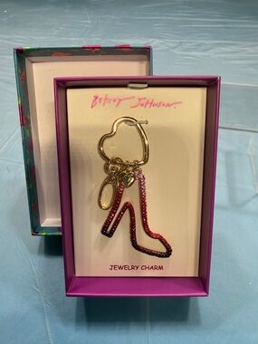 Betsey Johnson Red Glitter High Heel Keychain